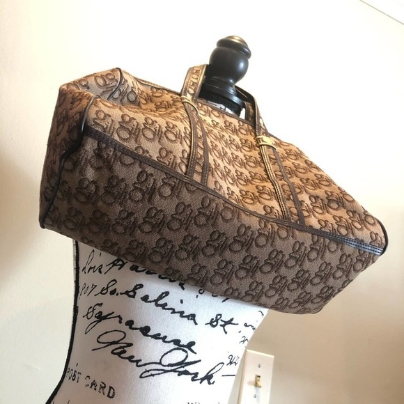 GILI Purse Travel Bag Wallet Canvas Tan Monogram 2 piece Set Vintage Rare Luxury - Picture 10 of 14
